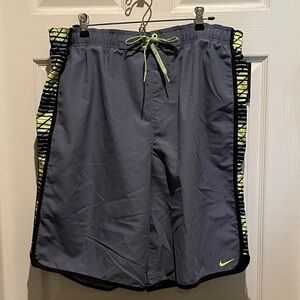 BRAND NEW Nike Gray Board Shorts/swim suit with Neon Yellow Trim sz XL